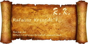 Rafaisz Kristóf névjegykártya